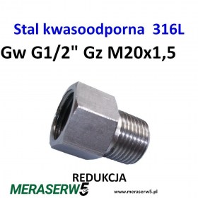 Gw G1/2  Gz M20x1,5 SS316L